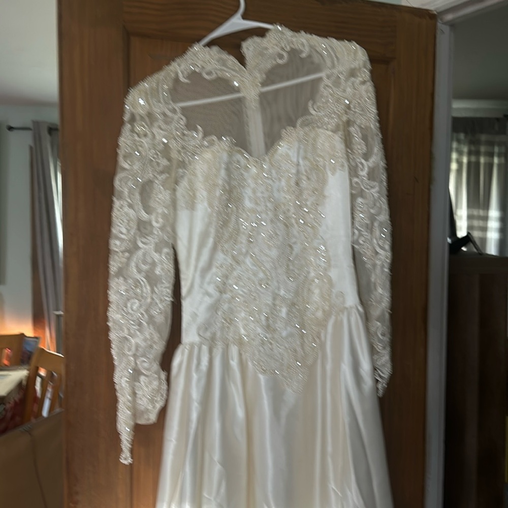 A vintage wedding dress.